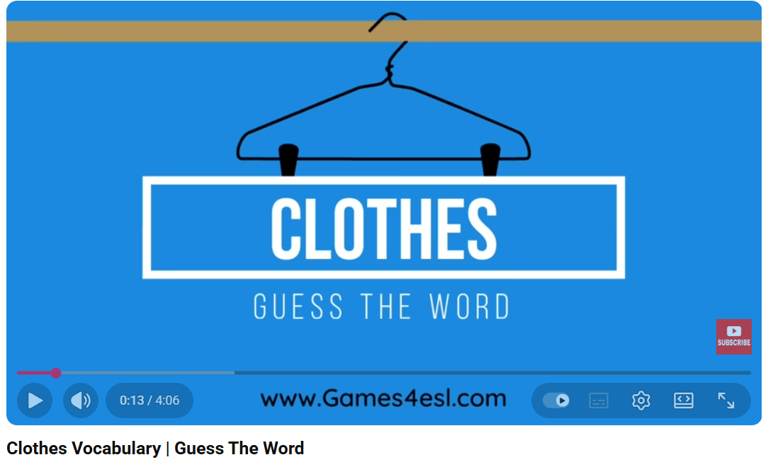 Clothes Vocabulary - Guess The Word